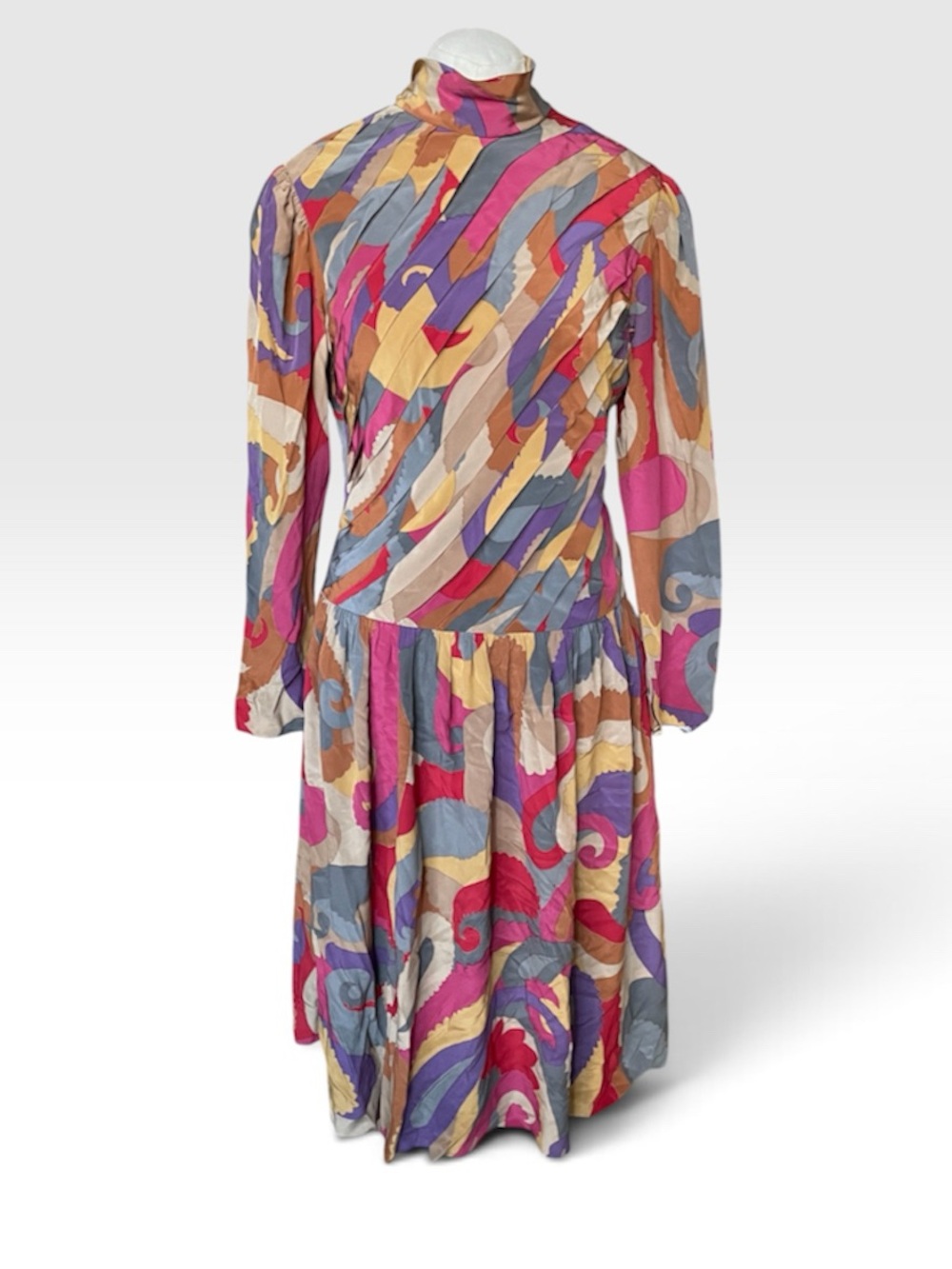 Vintage 80s Albert Nippon for I Magnin Silk Dress